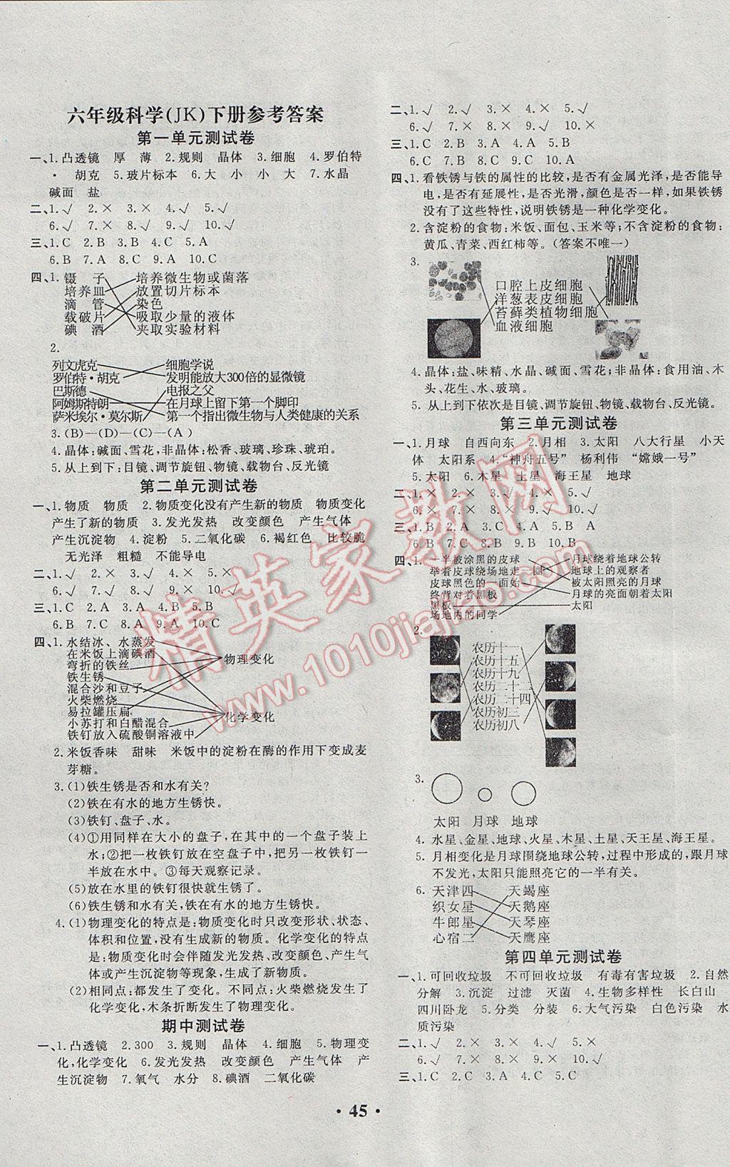 2017年百分金卷六年級(jí)科學(xué)下冊(cè)教科版 參考答案第1頁(yè)