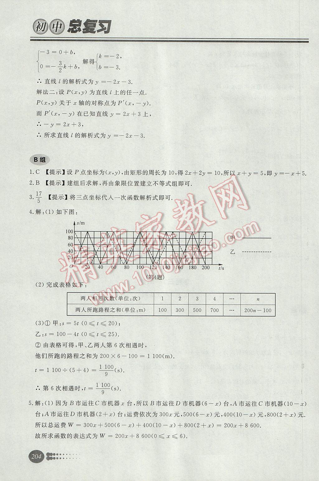 2017年学习质量监测初中总复习数学人教版 参考答案第8页