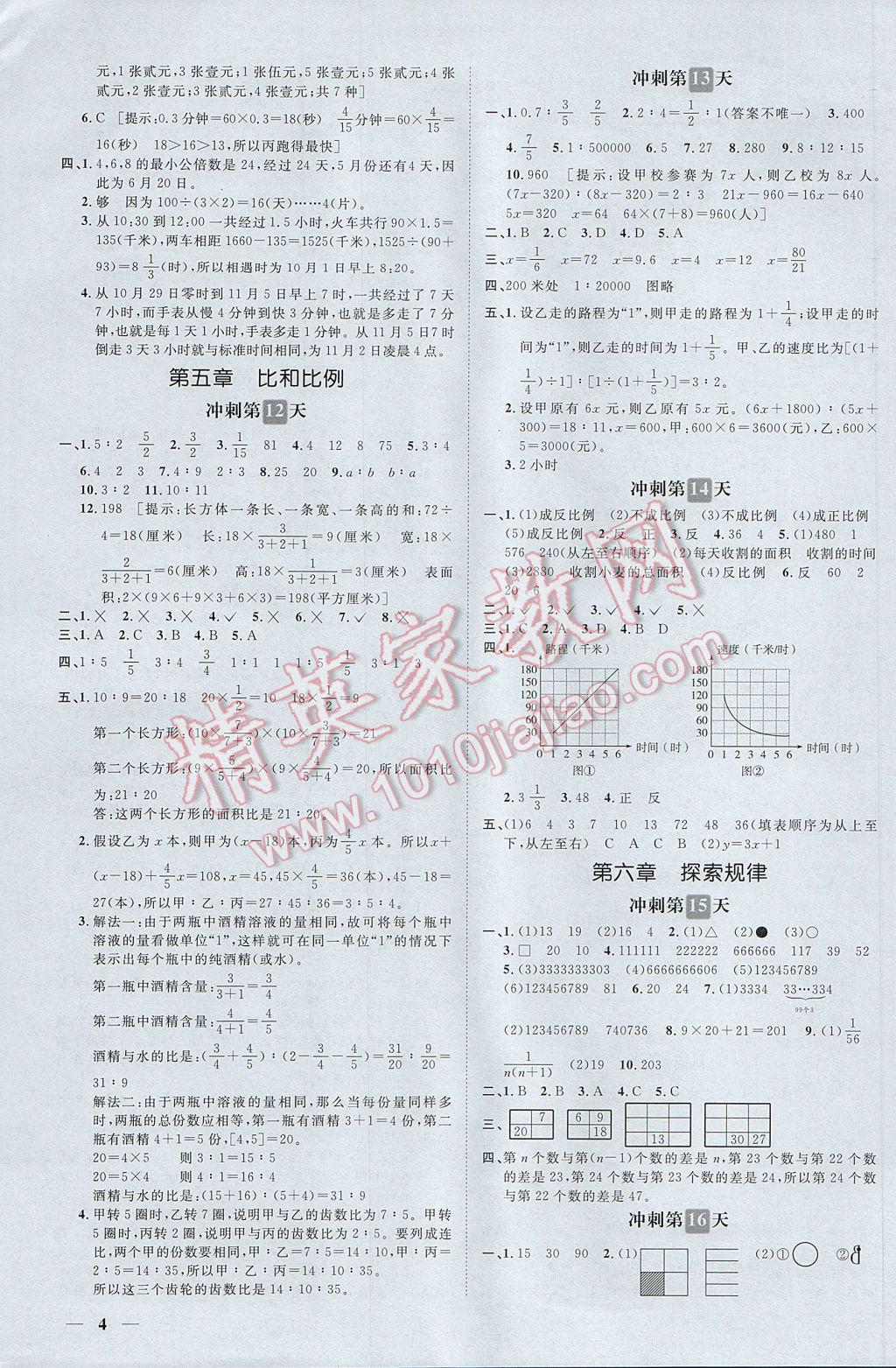 2017年小升初必备冲刺48天数学 参考答案第4页