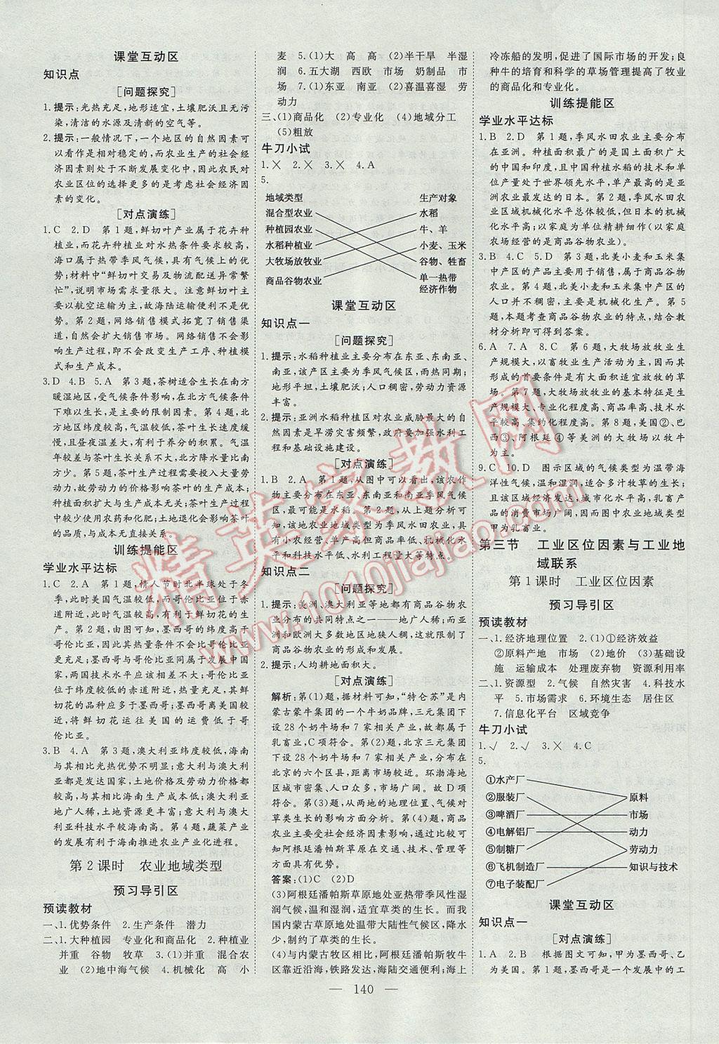 創(chuàng)新方案高中同步創(chuàng)新課堂地理必修2湘教版 參考答案第6頁