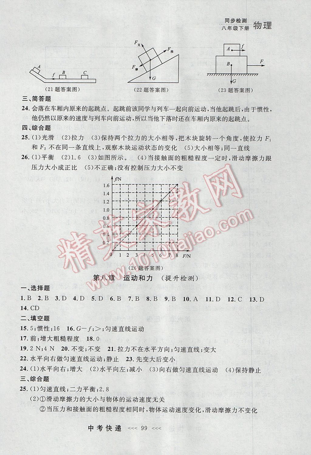 2017年中考快遞同步檢測(cè)八年級(jí)物理下冊(cè)人教版大連專用 參考答案第19頁