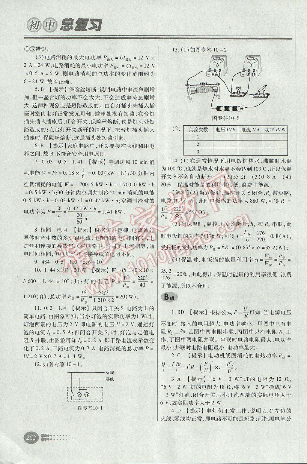 2017年學(xué)習(xí)質(zhì)量監(jiān)測(cè)初中總復(fù)習(xí)物理人教版 參考答案第41頁(yè)