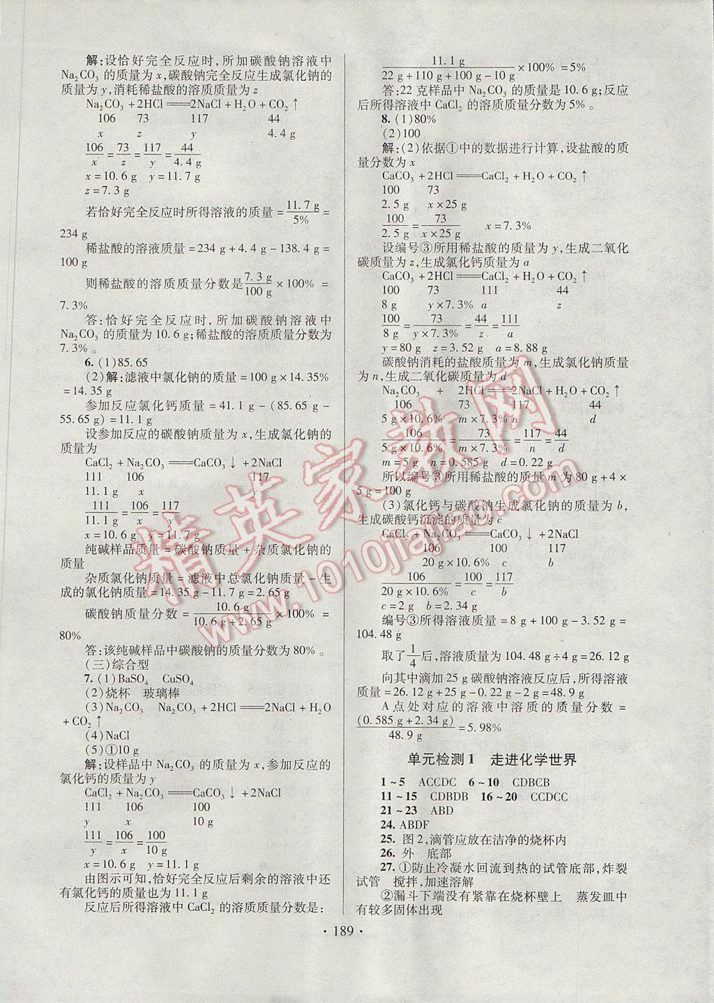 2017年中考先鋒中考總復(fù)習(xí)化學(xué) 參考答案第13頁