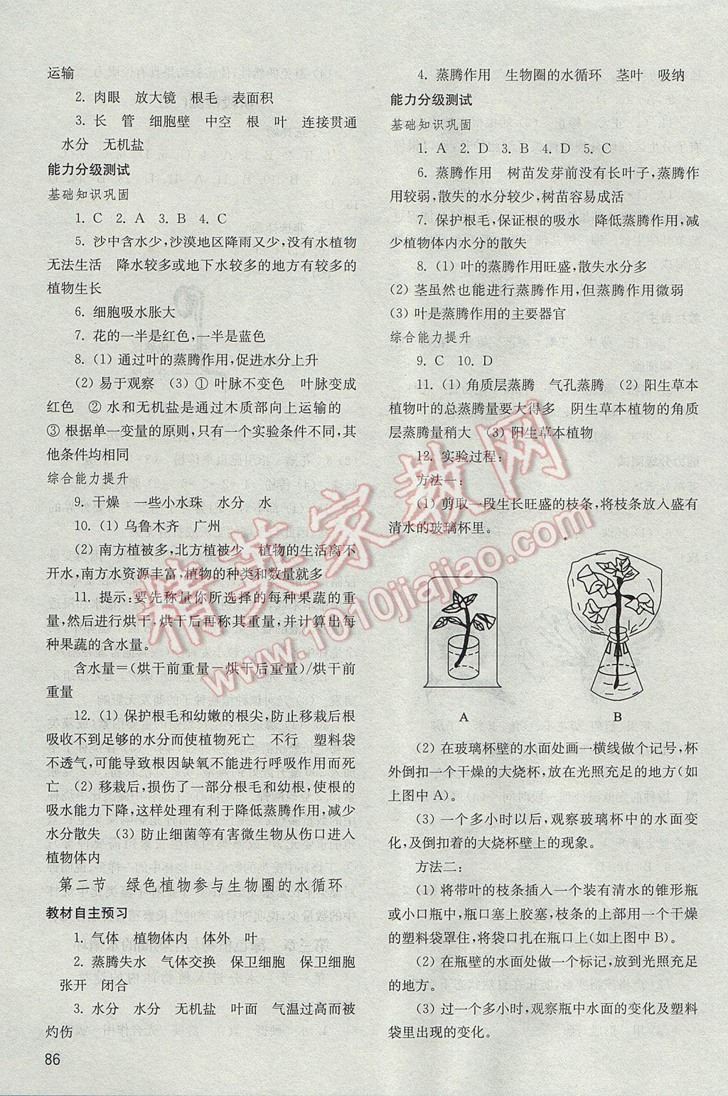 2017年初中基礎(chǔ)訓(xùn)練六年級(jí)生物學(xué)下冊(cè)魯科版五四制山東教育出版社 參考答案第4頁(yè)