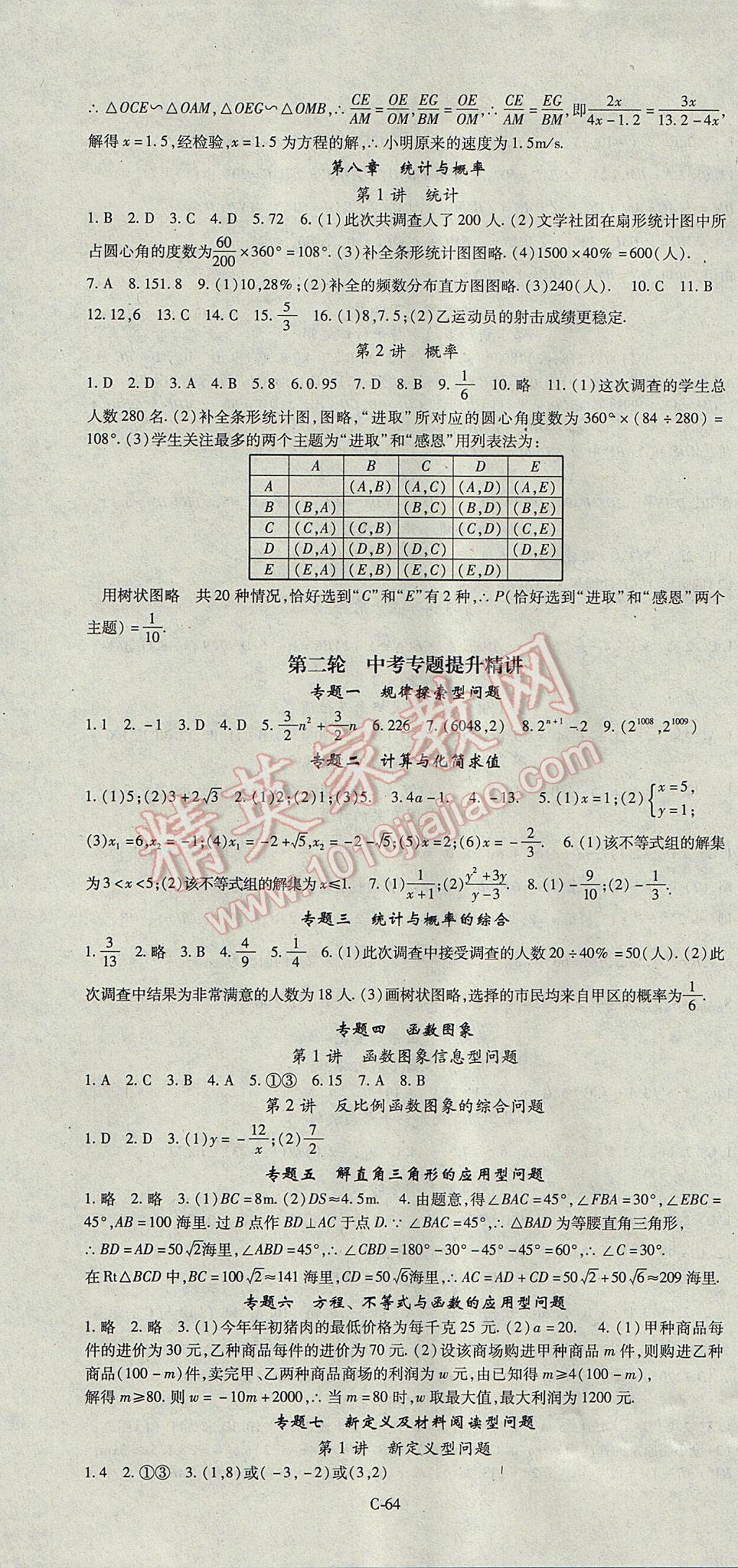 2017年啟航中考風(fēng)向標(biāo)數(shù)學(xué) 參考答案第4頁