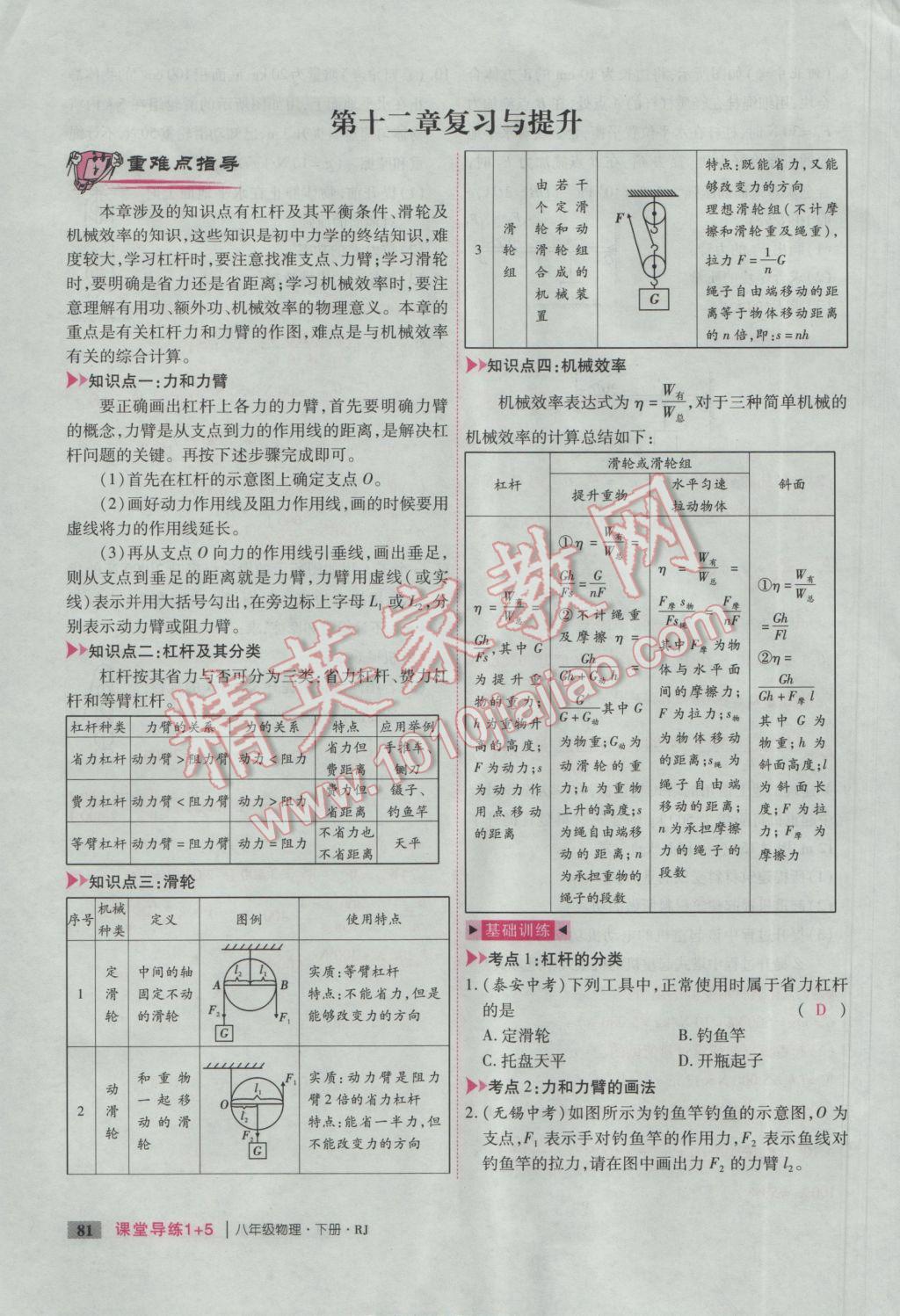 2017年課堂導(dǎo)練1加5八年級(jí)物理下冊(cè)人教版 第十二章 簡(jiǎn)單機(jī)械第139頁(yè)