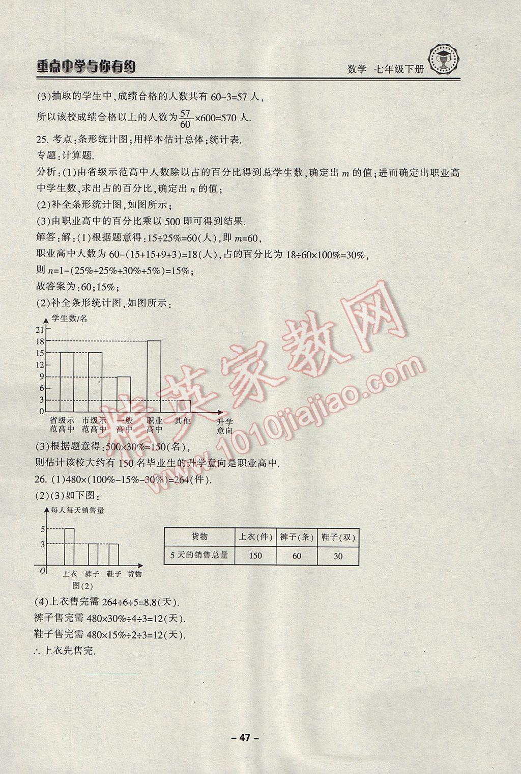 2017年重點中學(xué)與你有約七年級數(shù)學(xué)下冊浙教版 參考答案第47頁