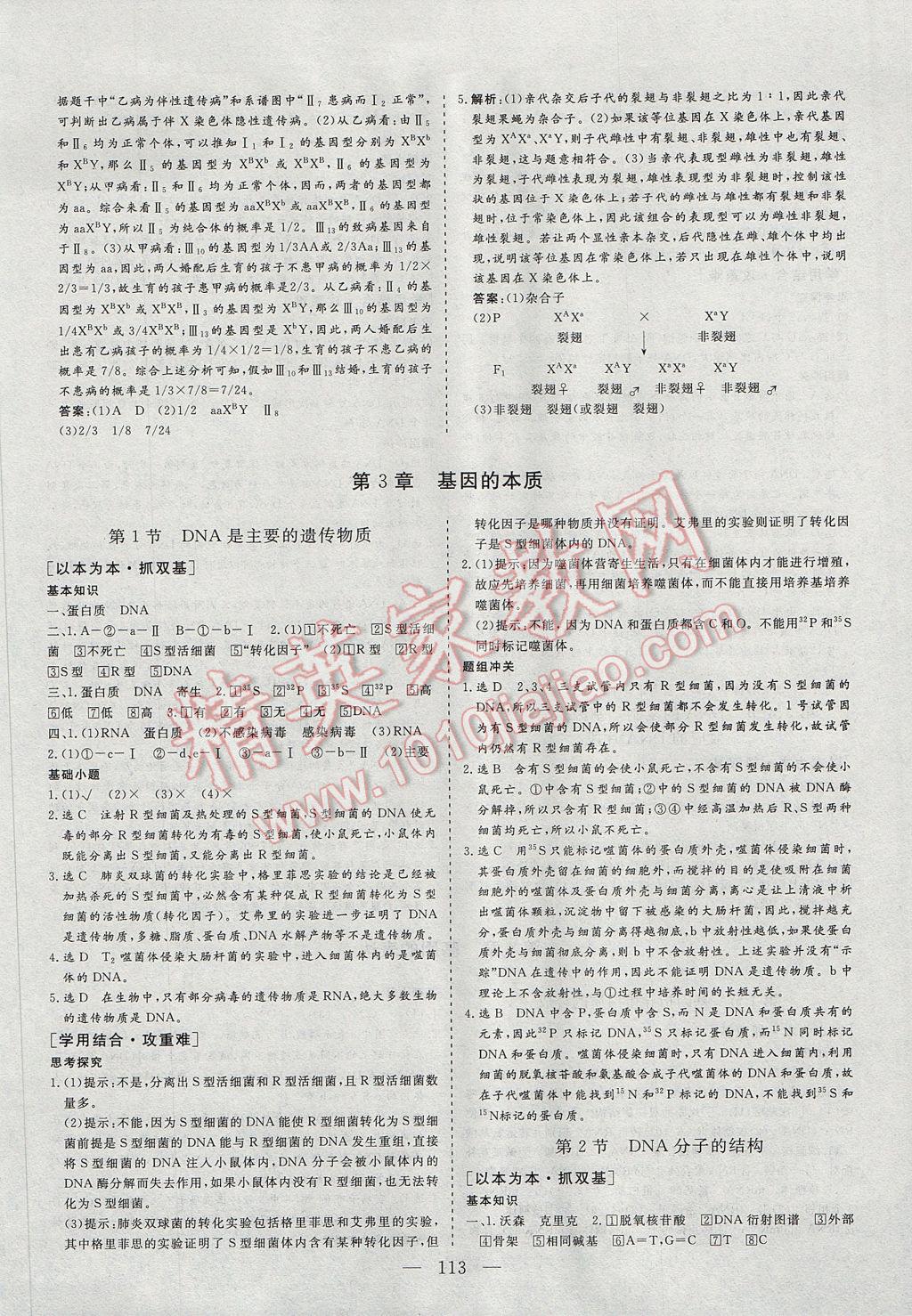 三維設(shè)計(jì)高中新課標(biāo)同步課堂生物必修2 參考答案第5頁