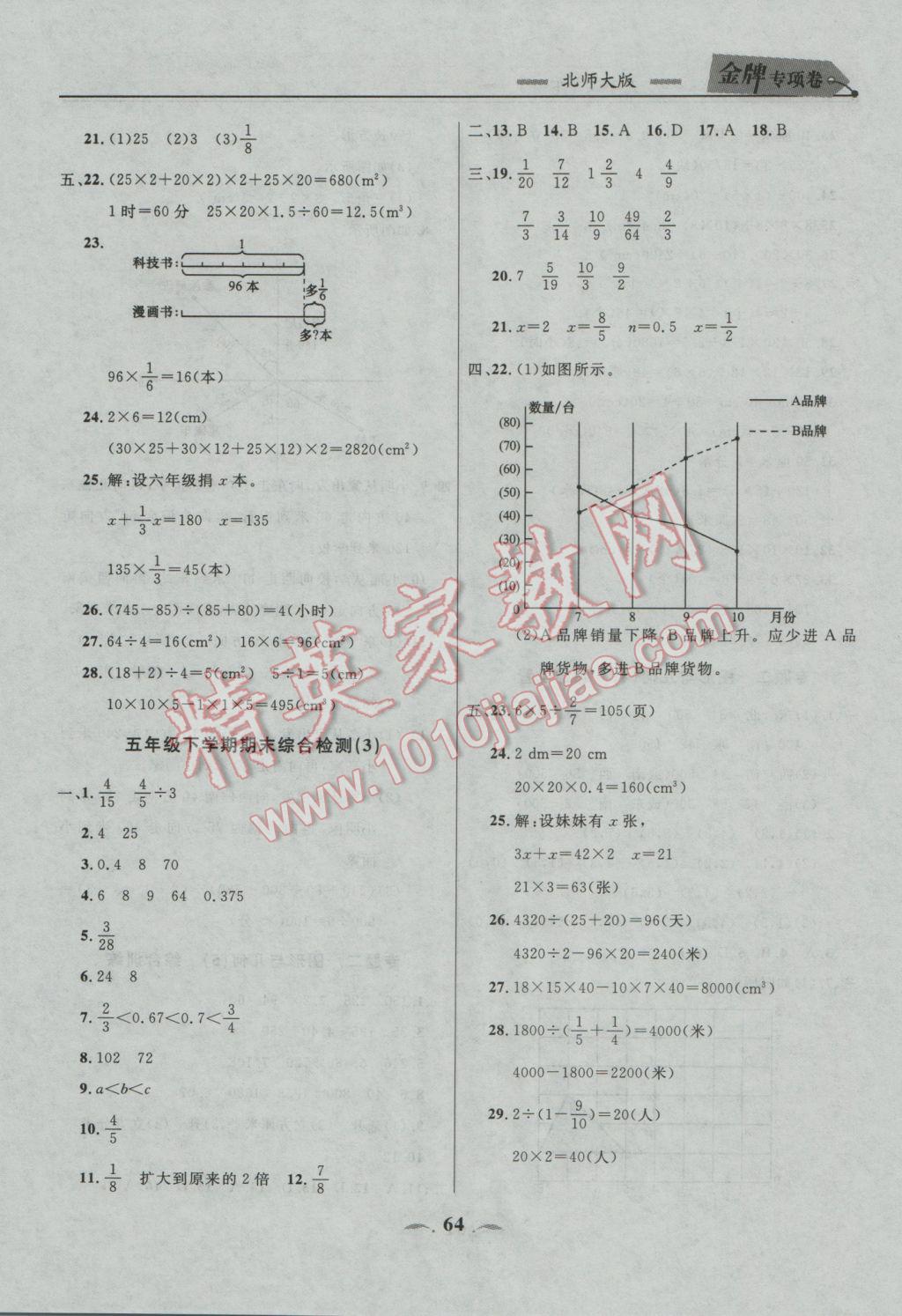 2017年點石成金金牌每課通五年級數(shù)學(xué)下冊北師大版 專項卷參考答案第8頁