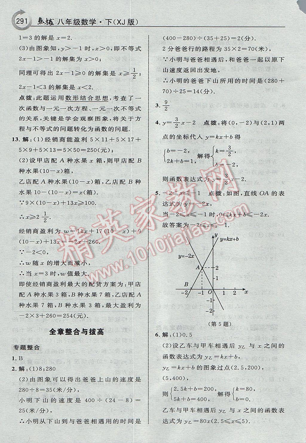 2017年特高級教師點(diǎn)撥八年級數(shù)學(xué)下冊湘教版 參考答案第61頁