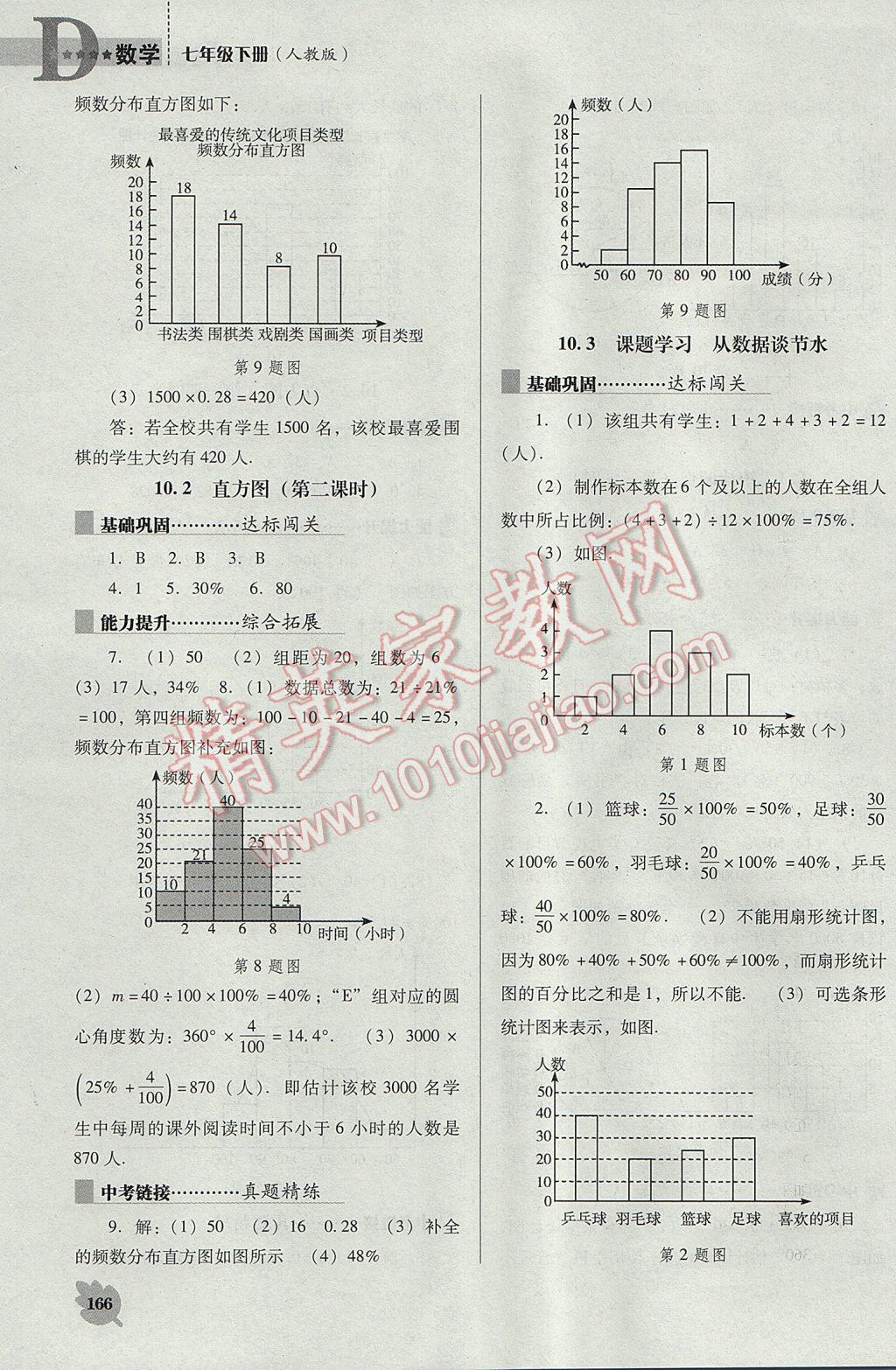 2017年新课程数学能力培养七年级下册人教版D版 参考答案第16页