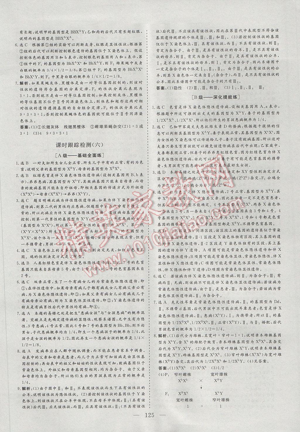 三維設計高中新課標同步課堂生物必修2 參考答案第17頁