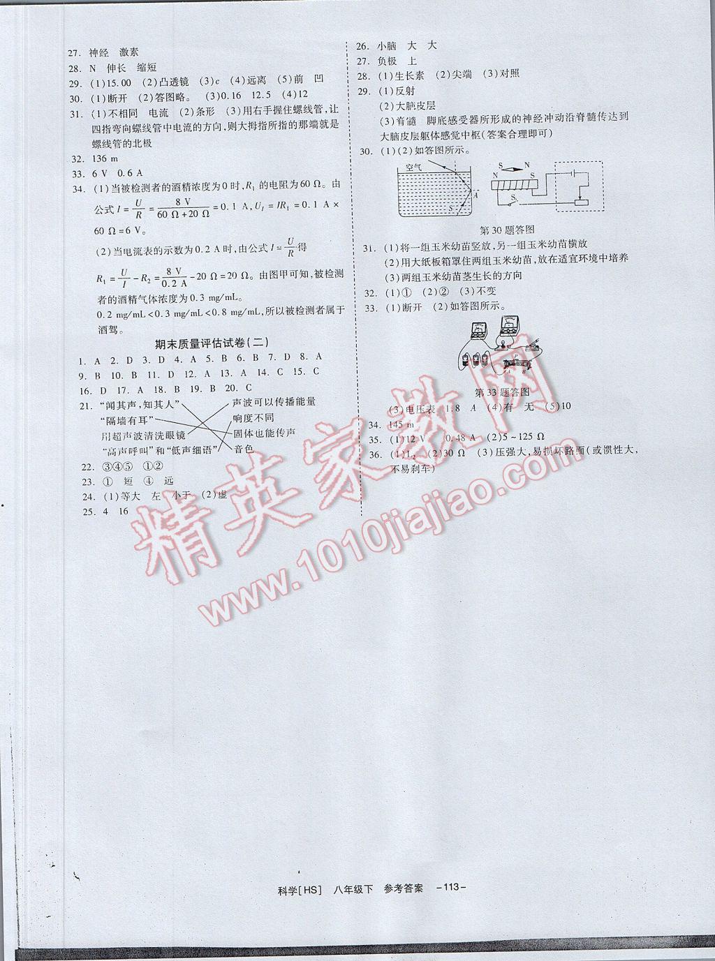 2017年全效學(xué)習(xí)八年級(jí)科學(xué)下冊(cè)華師大版 參考答案第14頁(yè)