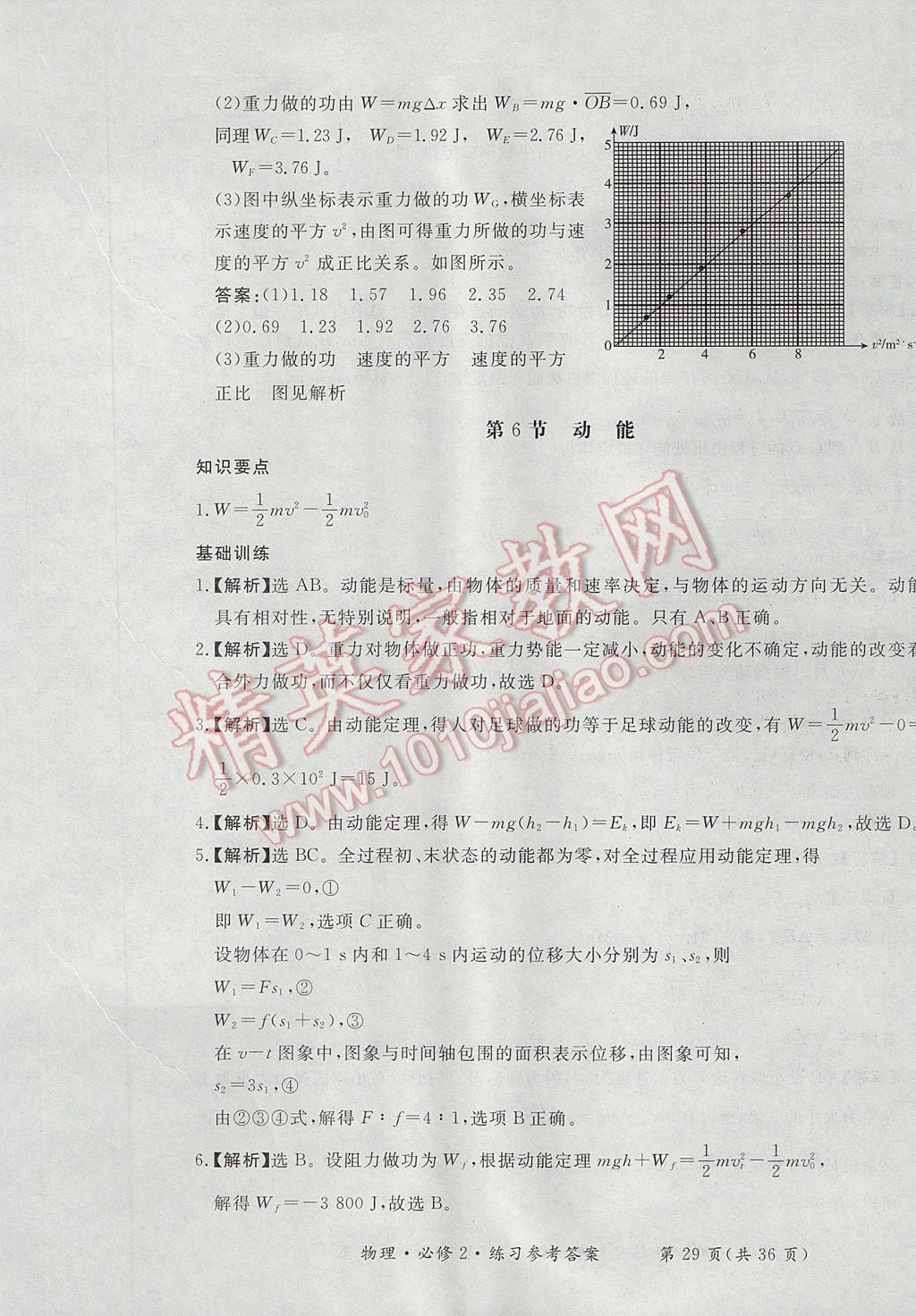 新課標(biāo)形成性練習(xí)與檢測物理必修2人教版 參考答案第29頁