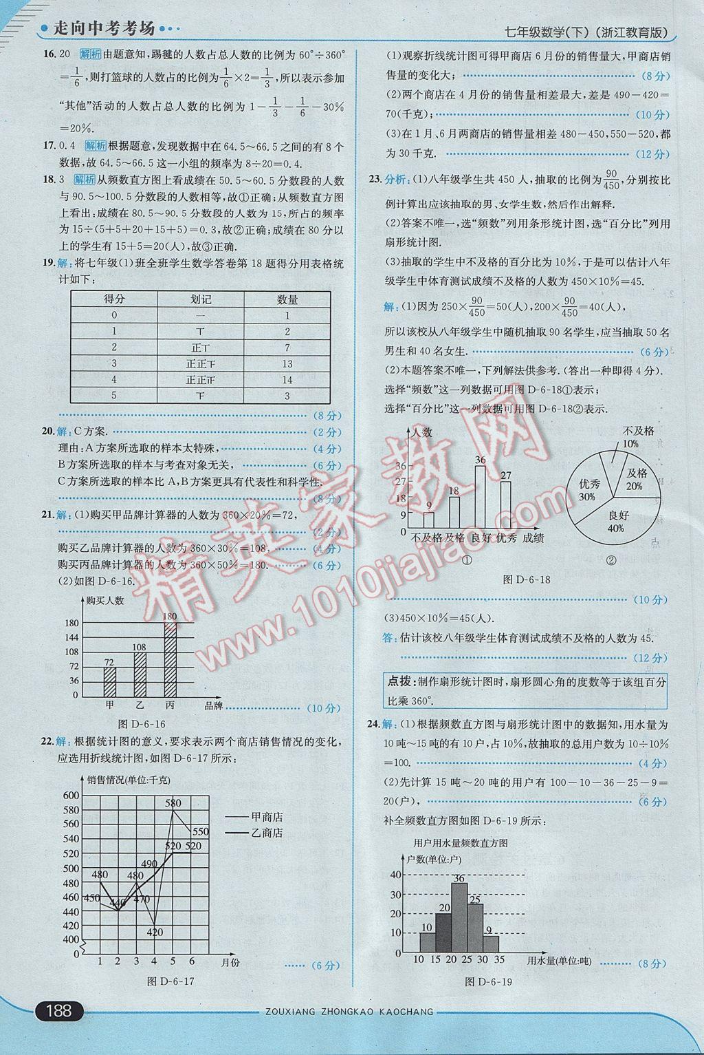 2017年走向中考考場七年級數(shù)學(xué)下冊浙教版 參考答案第46頁