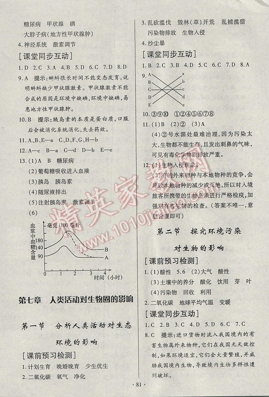 2017年名師三導(dǎo)學(xué)練考七年級生物下冊人教版 參考答案第11頁