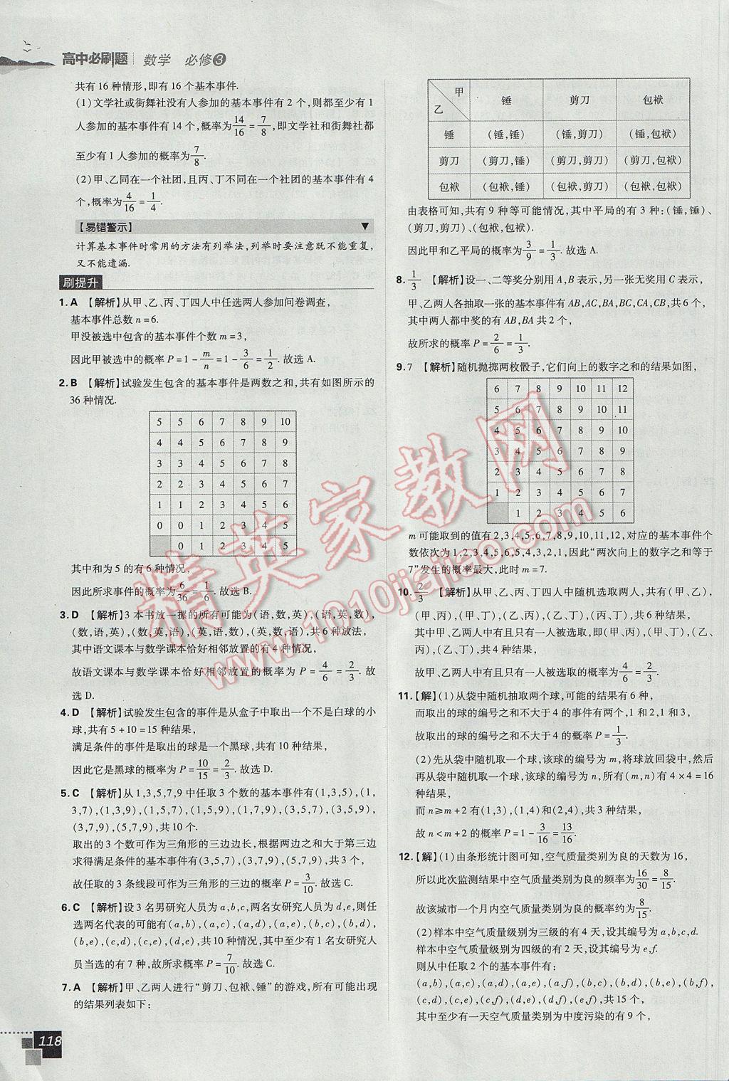 高中必刷題數(shù)學必修3人教A版 參考答案第32頁