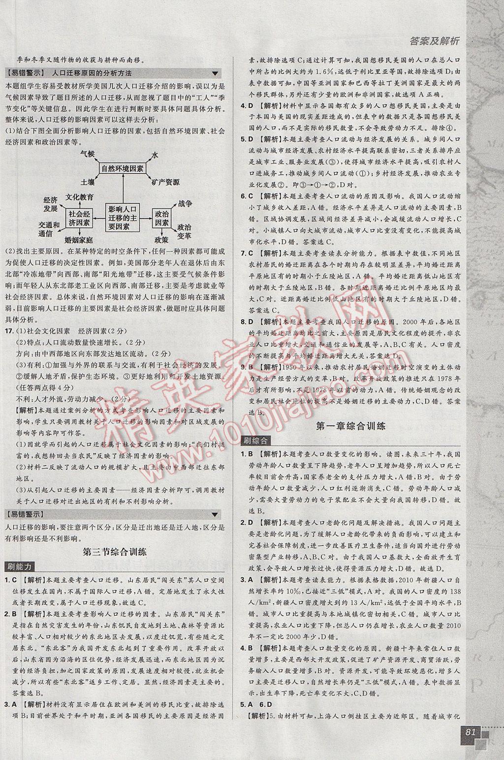 高中必刷題地理必修2考點(diǎn)同步訓(xùn)練 參考答案第5頁(yè)