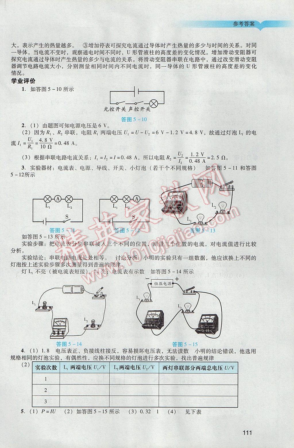 2017年陽光學業(yè)評價九年級物理下冊人教版 參考答案第13頁