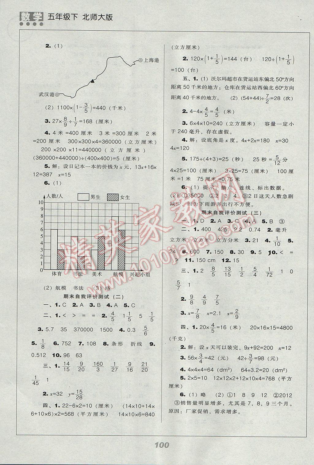 2017年新课程能力培养五年级数学下册北师大版 参考答案第8页