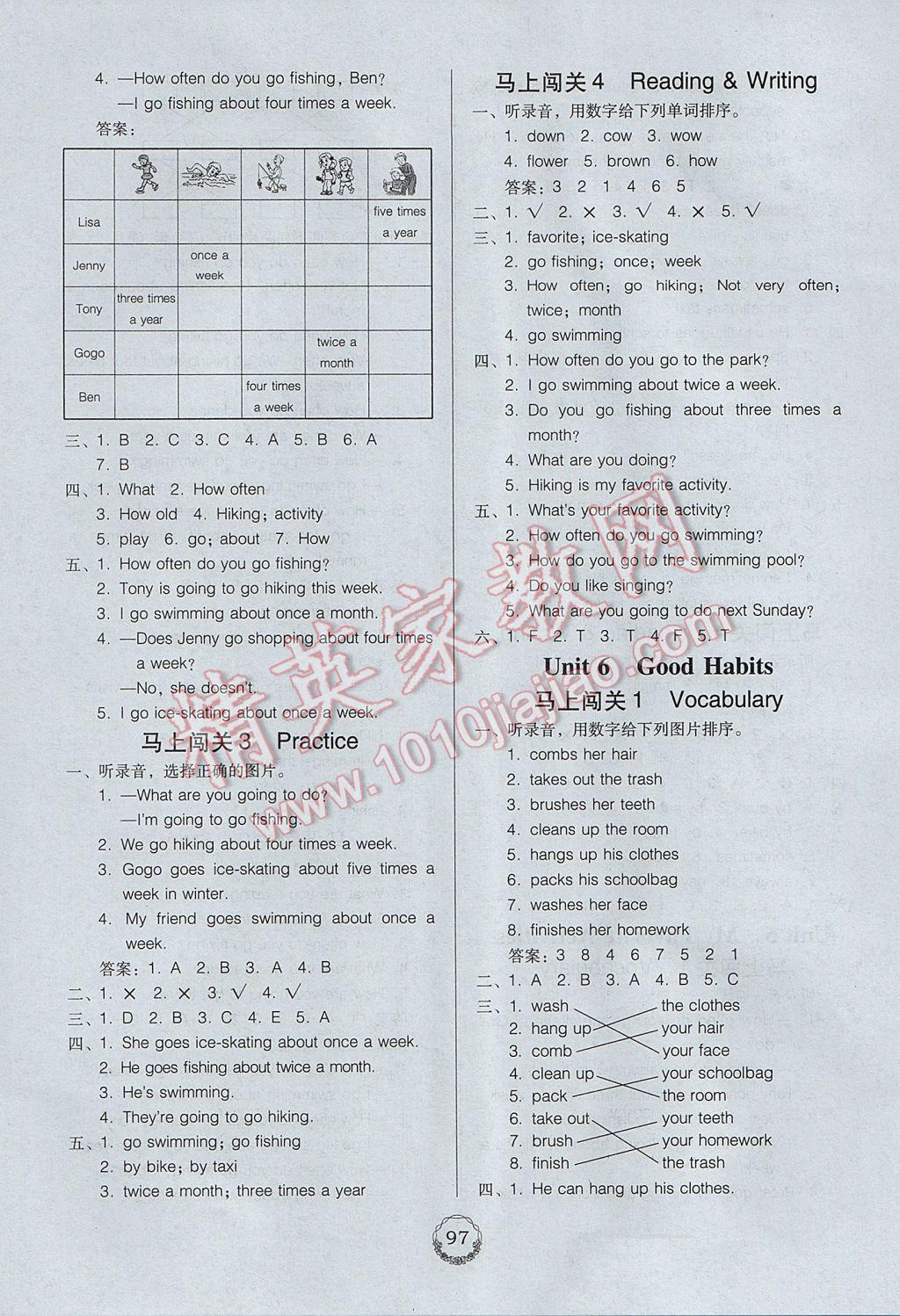 2017年完美學(xué)案五年級(jí)英語(yǔ)下冊(cè)粵人民版 參考答案第7頁(yè)