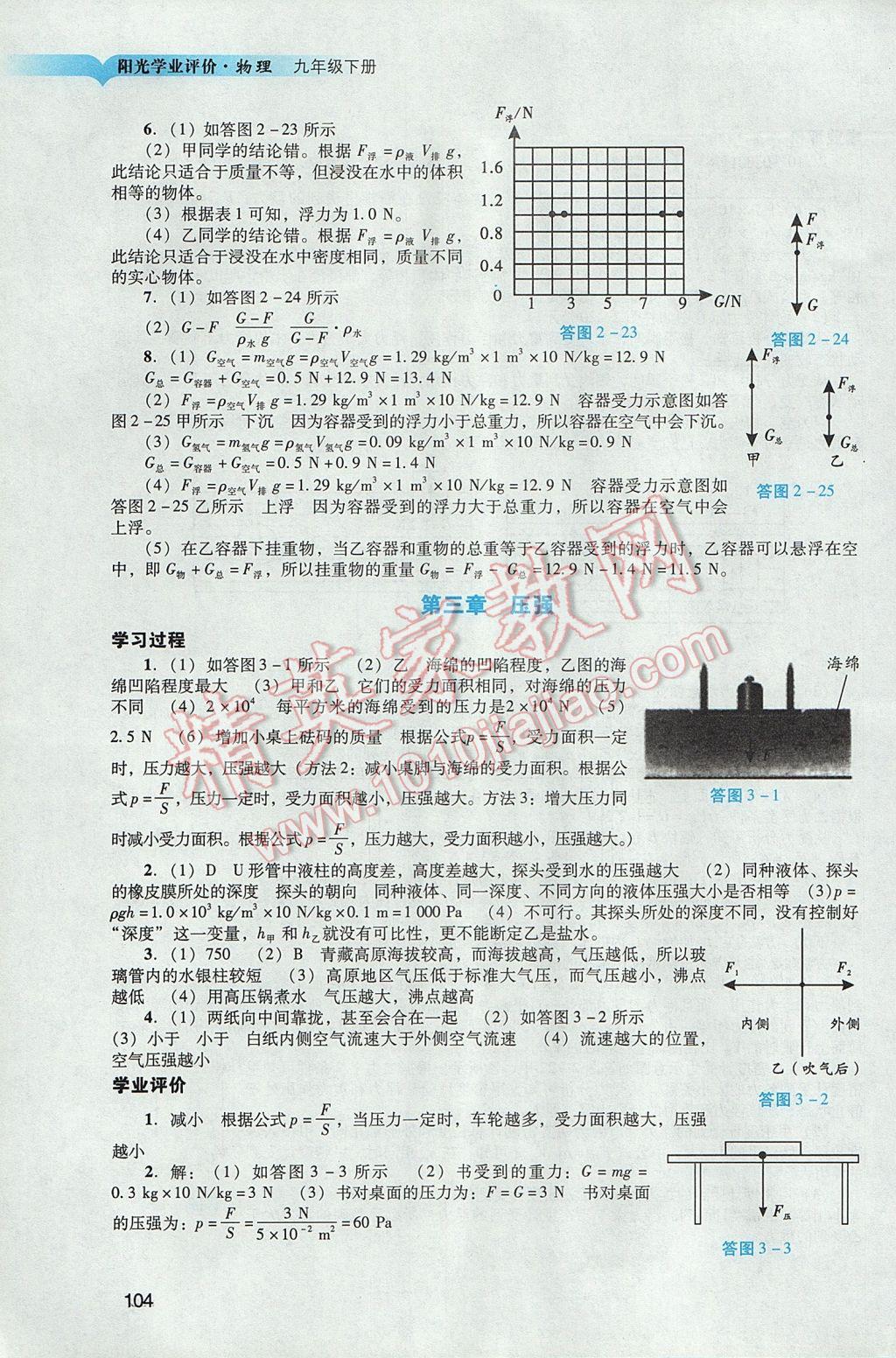 2017年陽光學業(yè)評價九年級物理下冊人教版 參考答案第6頁