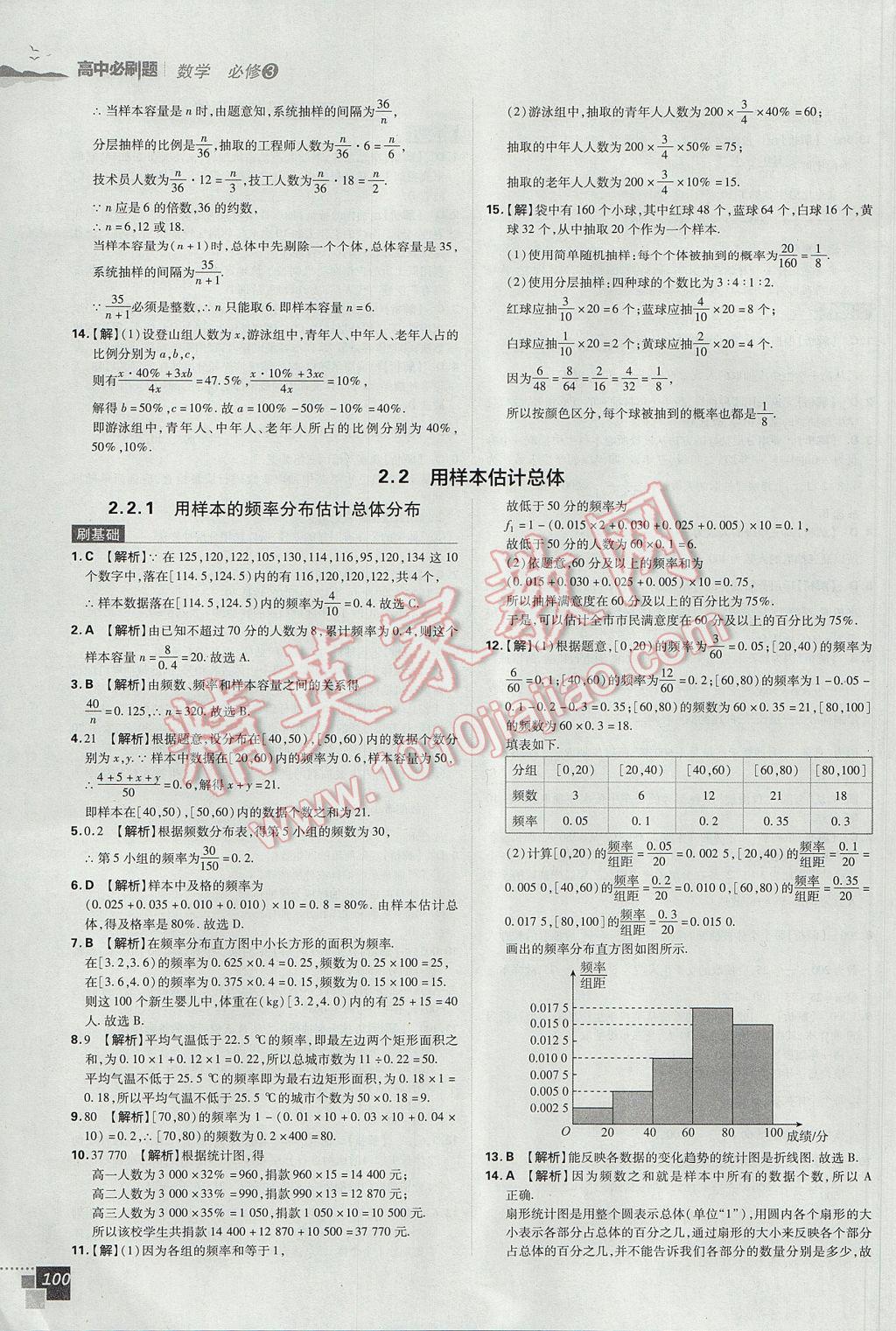 高中必刷題數(shù)學(xué)必修3人教A版 參考答案第14頁(yè)