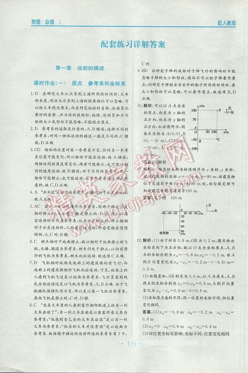 2016年新编高中同步作业高中物理必修1人教版 参考答案第24页