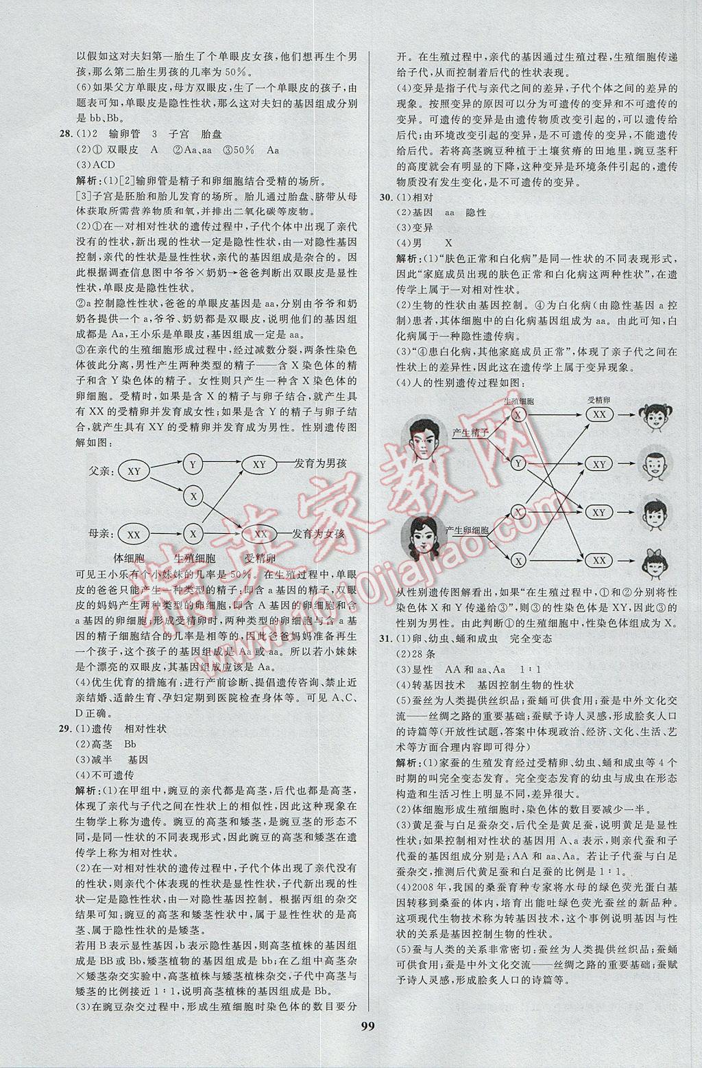 2017年天梯學案初中同步新課堂八年級生物下冊 參考答案第15頁