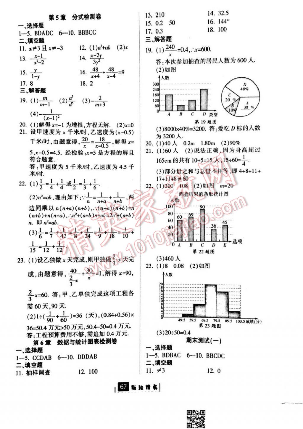 2017年励耘书业励耘新同步七年级数学下册浙教版 参考答案第31页