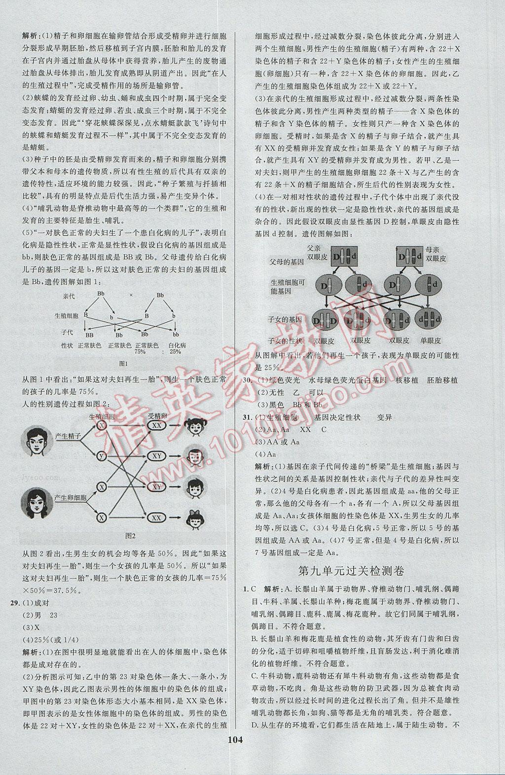 2017年天梯学案初中同步新课堂八年级生物下册 参考答案第20页