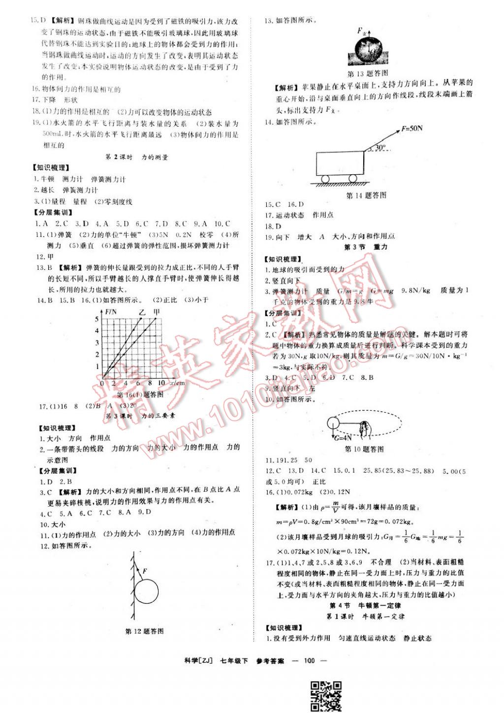 2017年全效學(xué)習(xí)七年級科學(xué)下冊浙教版 參考答案第10頁