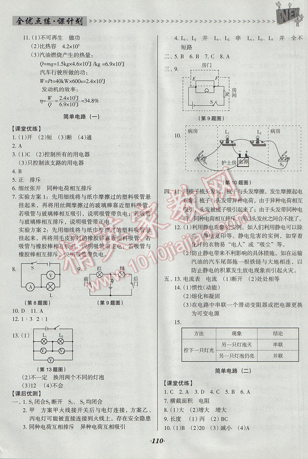 2017年全优点练课计划九年级物理下册北师大版 参考答案第13页