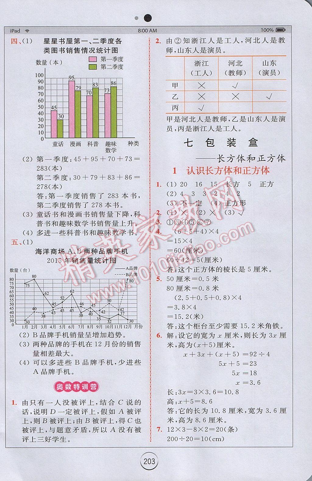 2017年全易通小学数学五年级下册青岛版 参考答案第12页