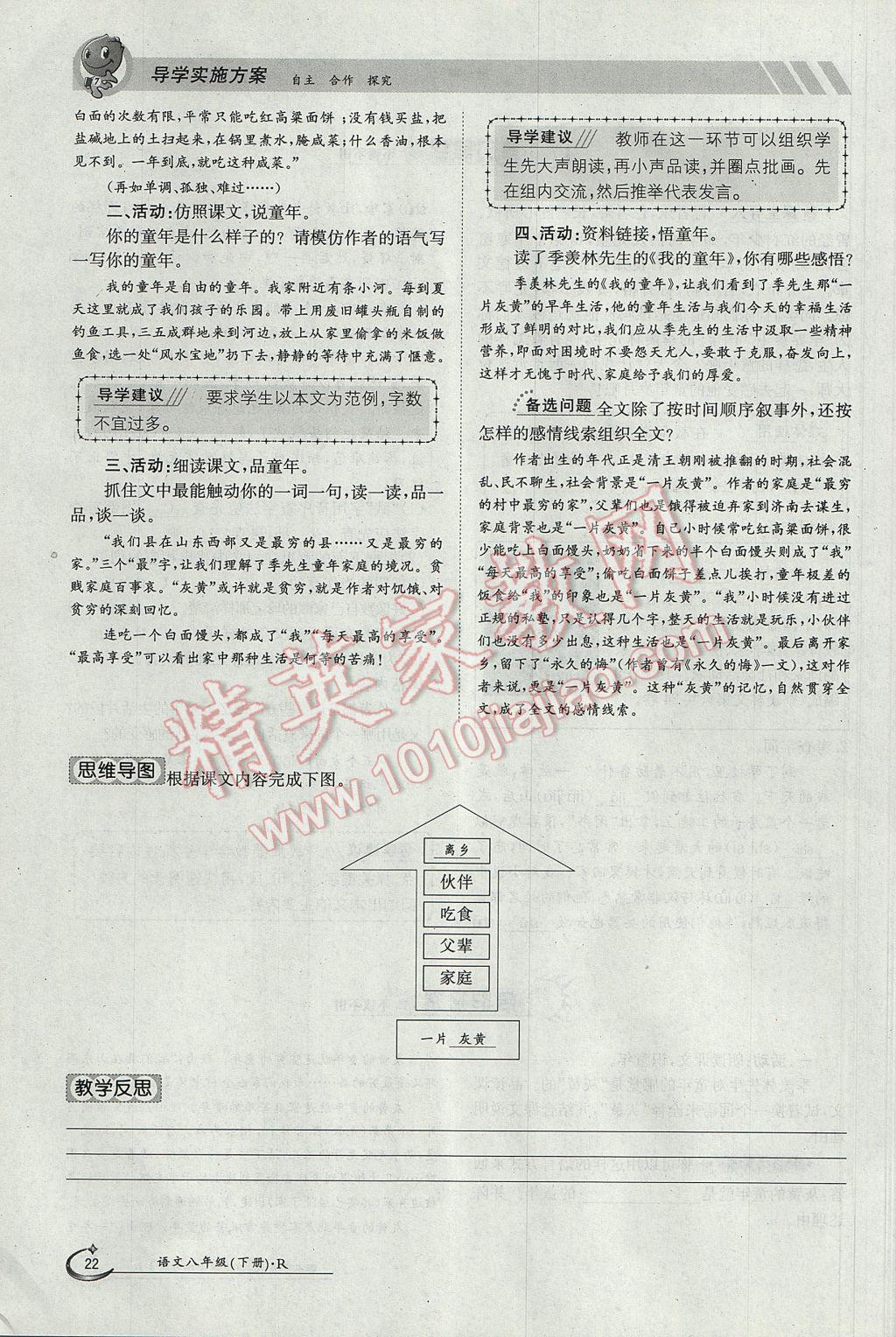 2017年金太陽導(dǎo)學(xué)案八年級語文下冊 第一單元第22頁