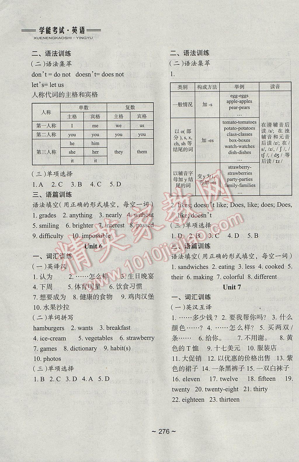 2017年初中總復(fù)習(xí)教學(xué)指導(dǎo)英語 參考答案第3頁