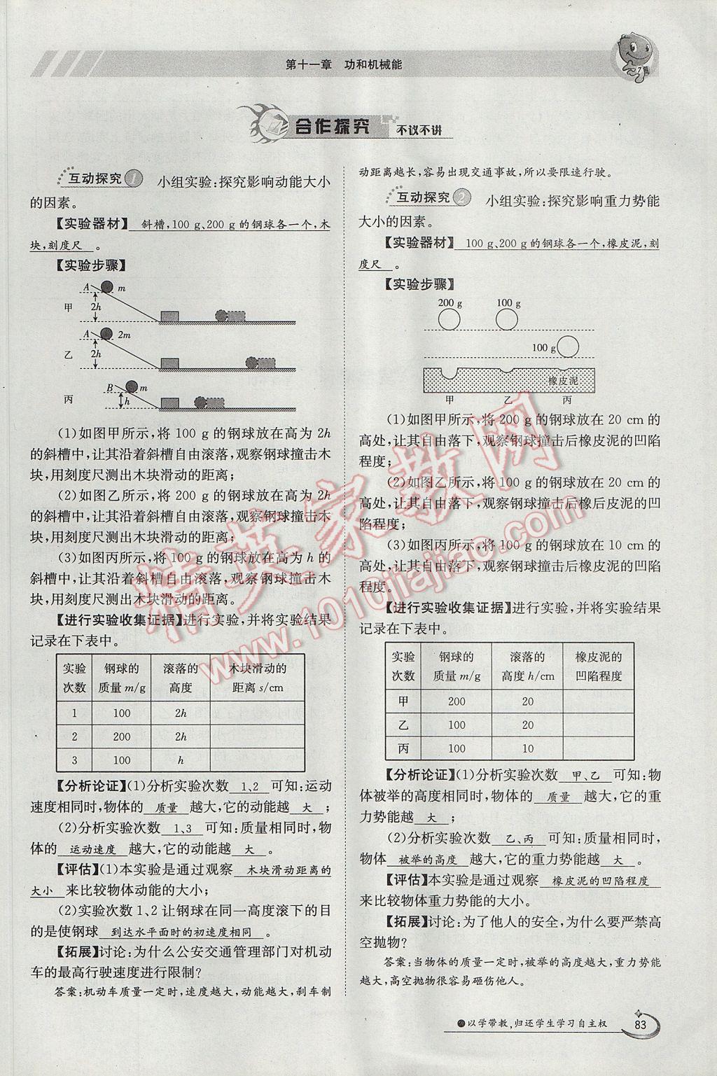 2017年金太陽導(dǎo)學(xué)案八年級(jí)物理下冊(cè) 第十一章 功和機(jī)械能第66頁