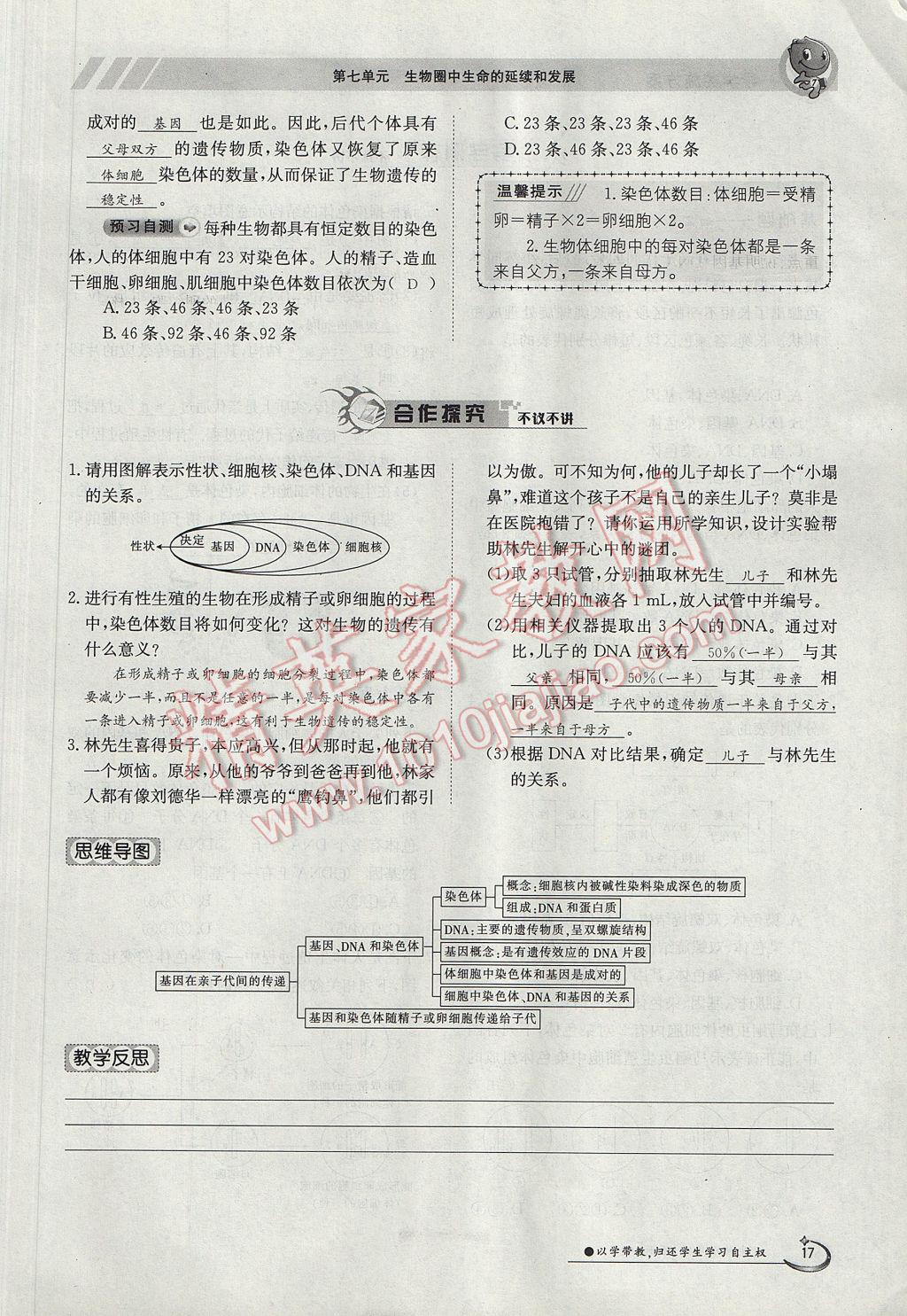 2017年金太阳导学案八年级生物下册 第七单元第17页