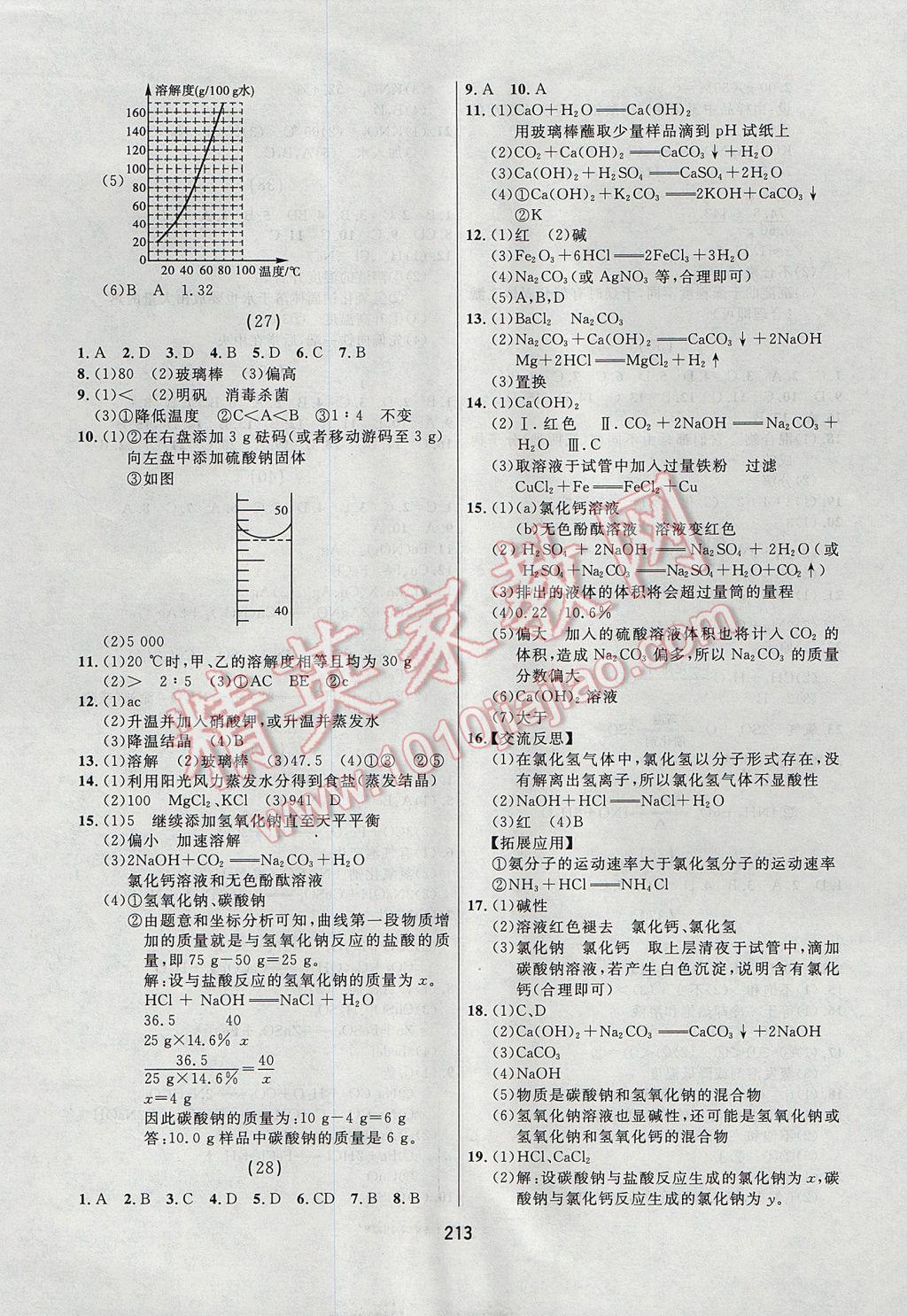 2017年龍江中考標準復習教材化學人教版大慶地區(qū)專用 參考答案第9頁