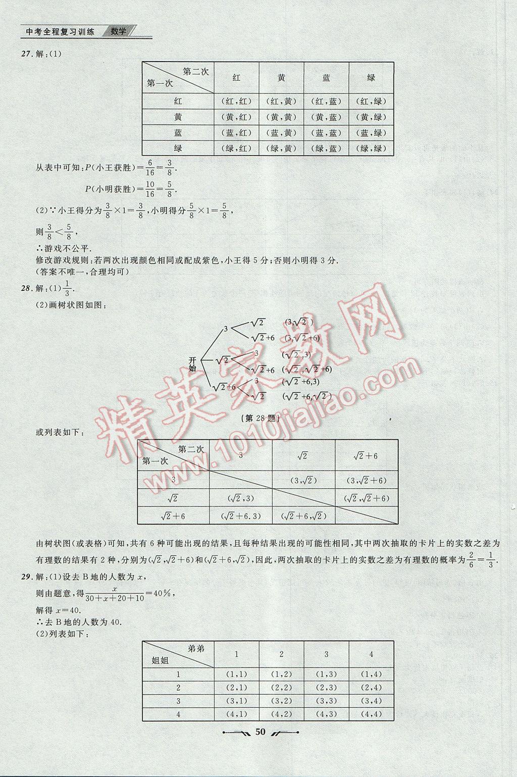 2017年中考全程復(fù)習(xí)訓(xùn)練數(shù)學(xué)丹東專版 參考答案第50頁