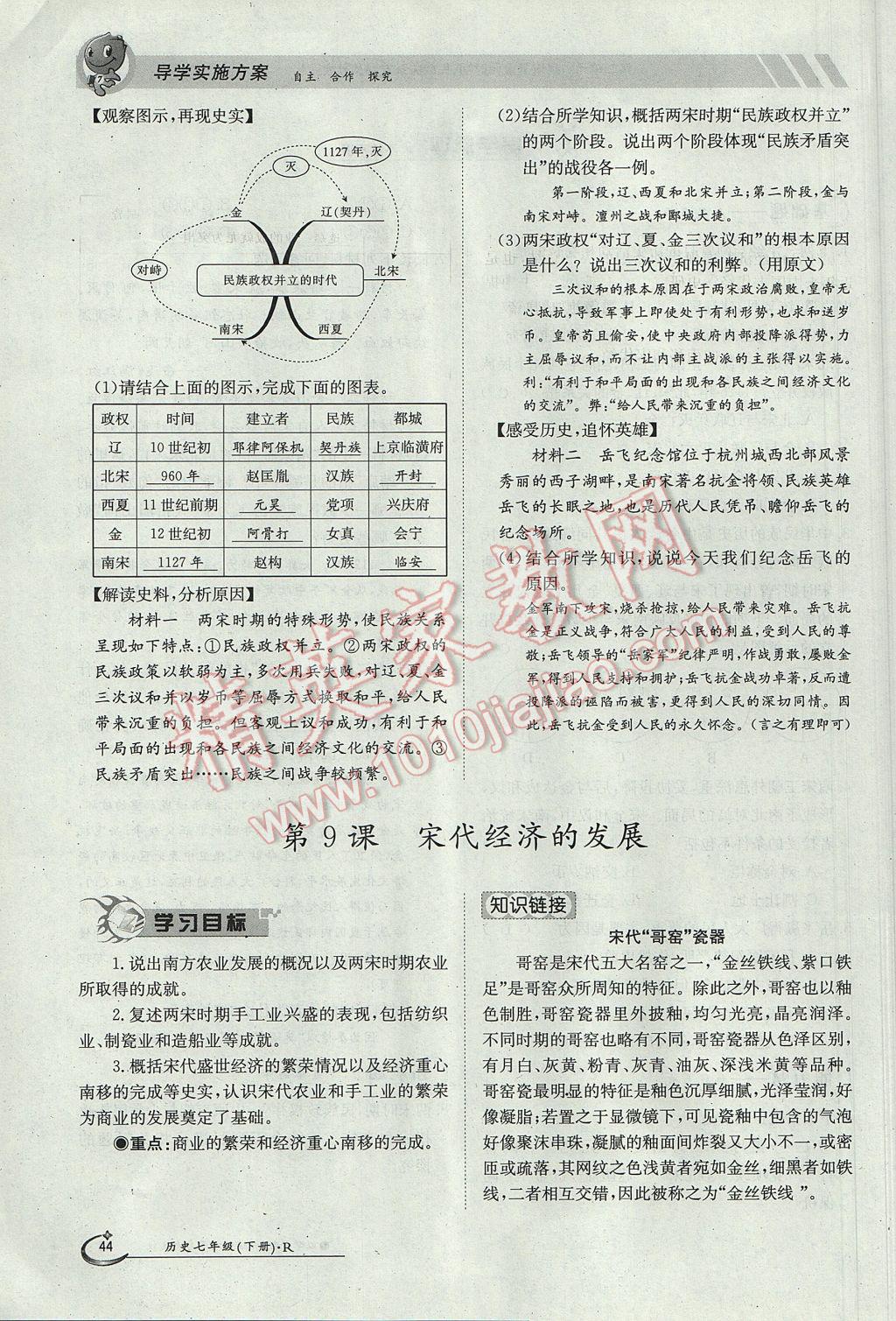 2018年金太阳导学案七年级历史上册 第二单元第87页