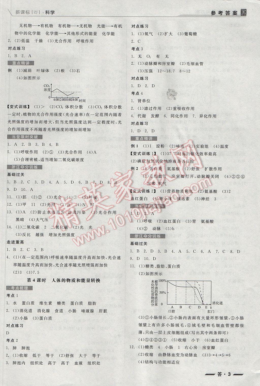 2017年全品中考復(fù)習(xí)方案科學(xué)浙教版浙江 參考答案第3頁(yè)