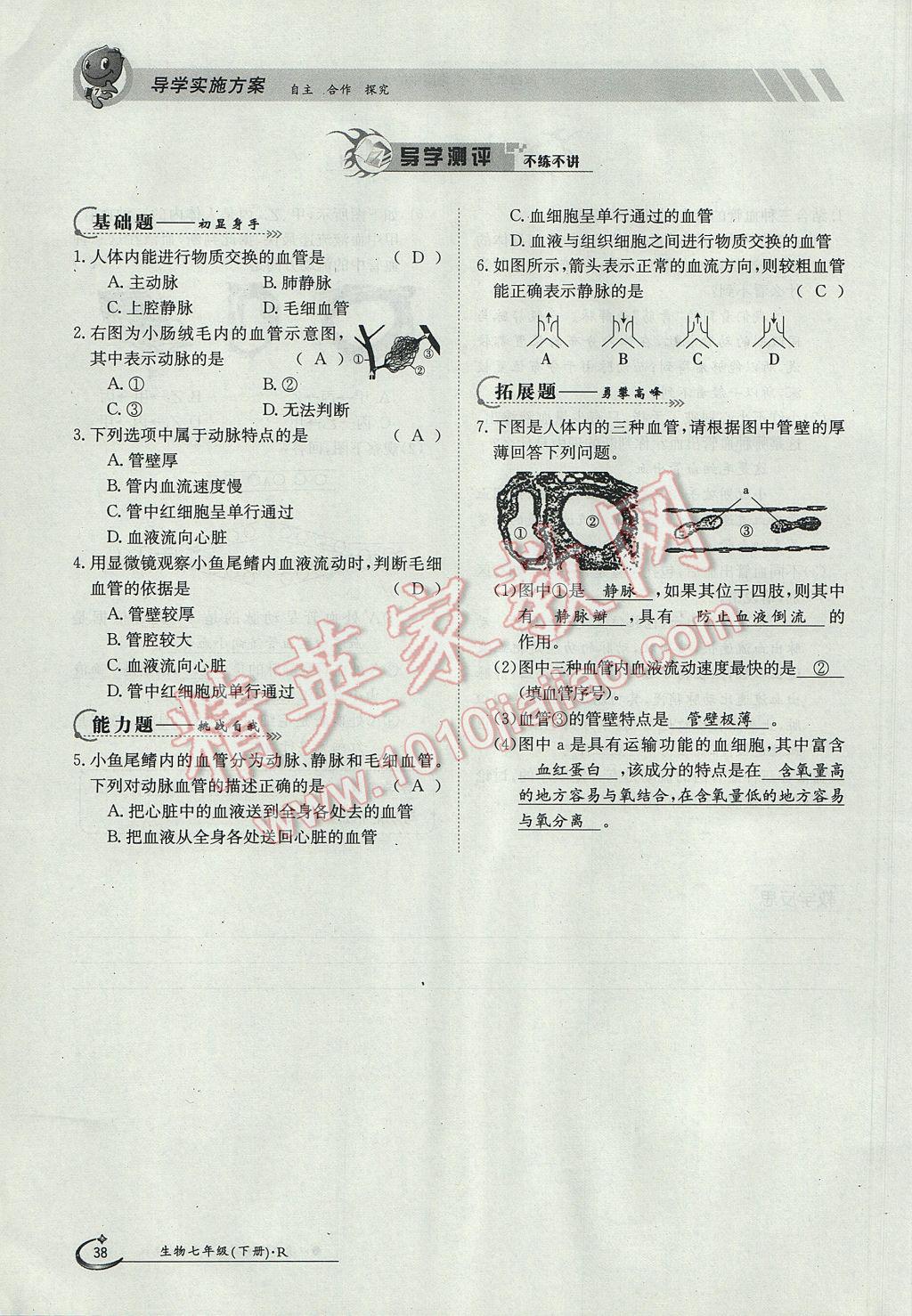 2017年金太陽導學案七年級生物下冊 第四章第65頁