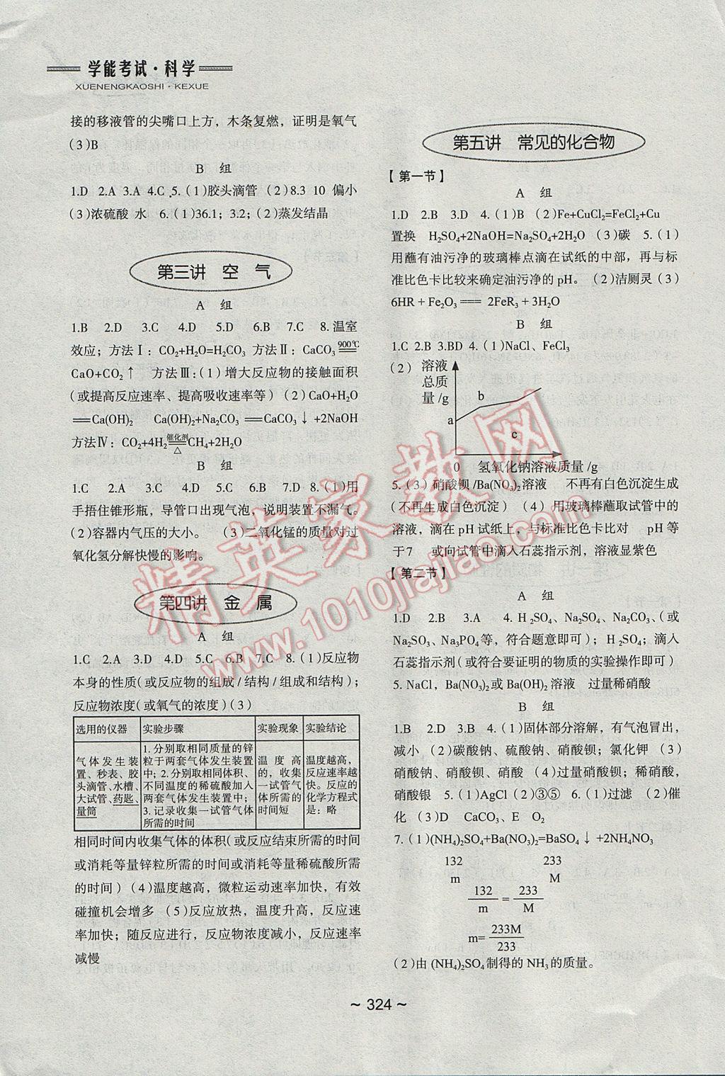 2017年初中總復(fù)習(xí)教學(xué)指導(dǎo)科學(xué) 參考答案第7頁