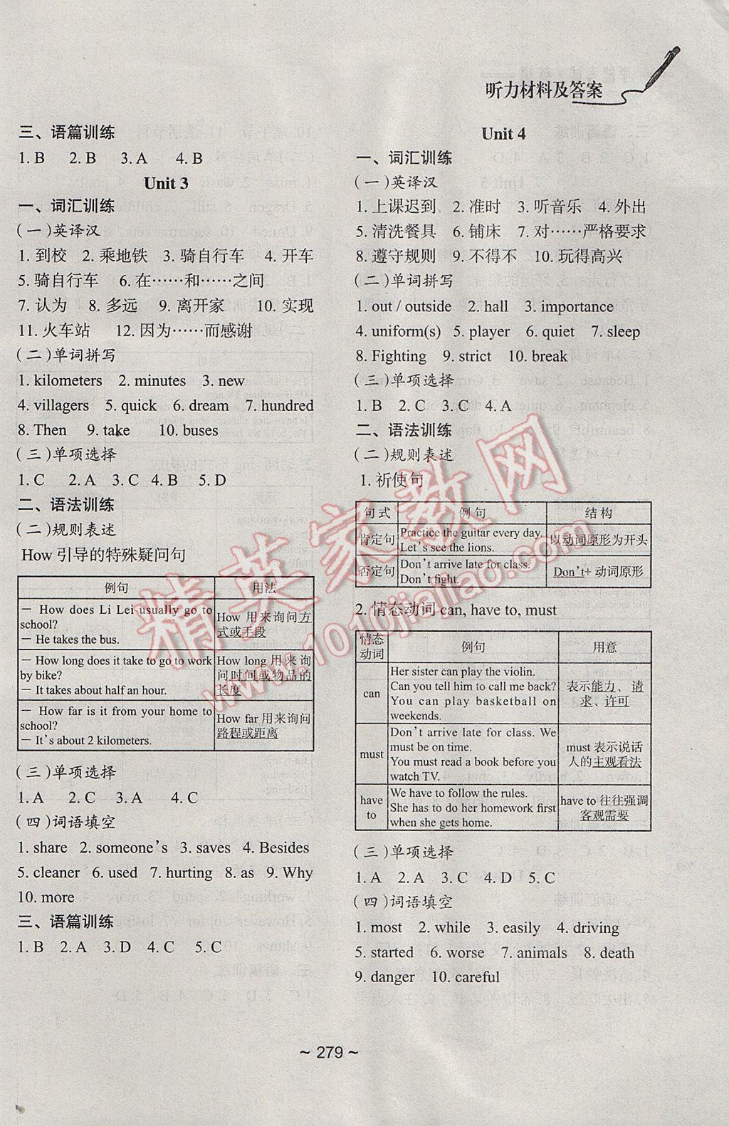 2017年初中總復(fù)習(xí)教學(xué)指導(dǎo)英語(yǔ) 參考答案第6頁(yè)