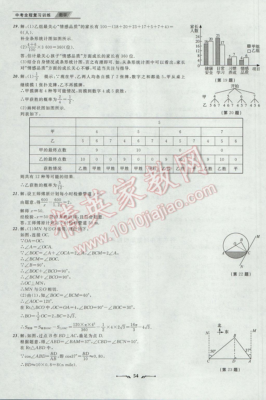 2017年中考全程復習訓練數(shù)學丹東專版 參考答案第54頁