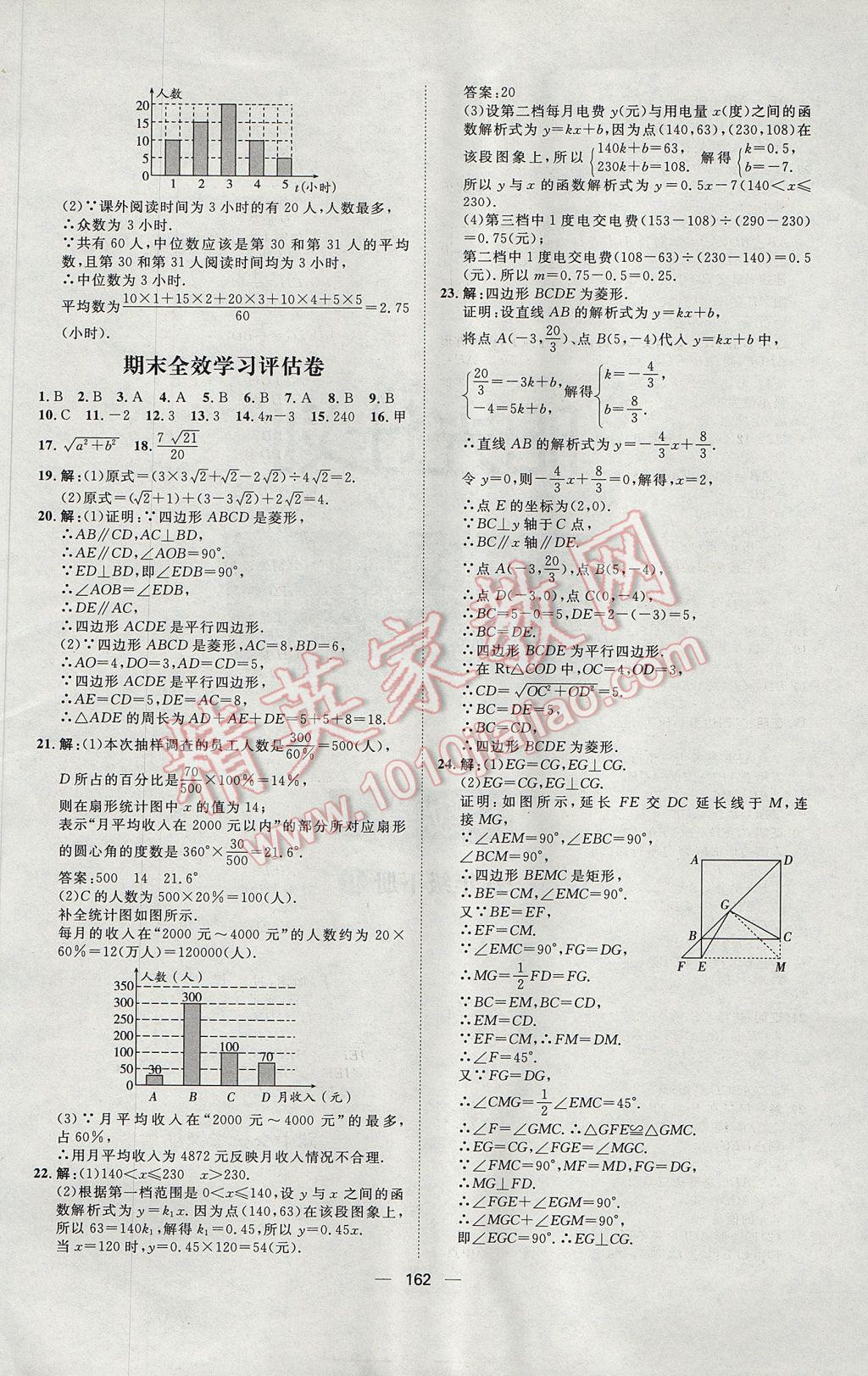 2017年阳光计划八年级数学下册人教版 参考答案第26页