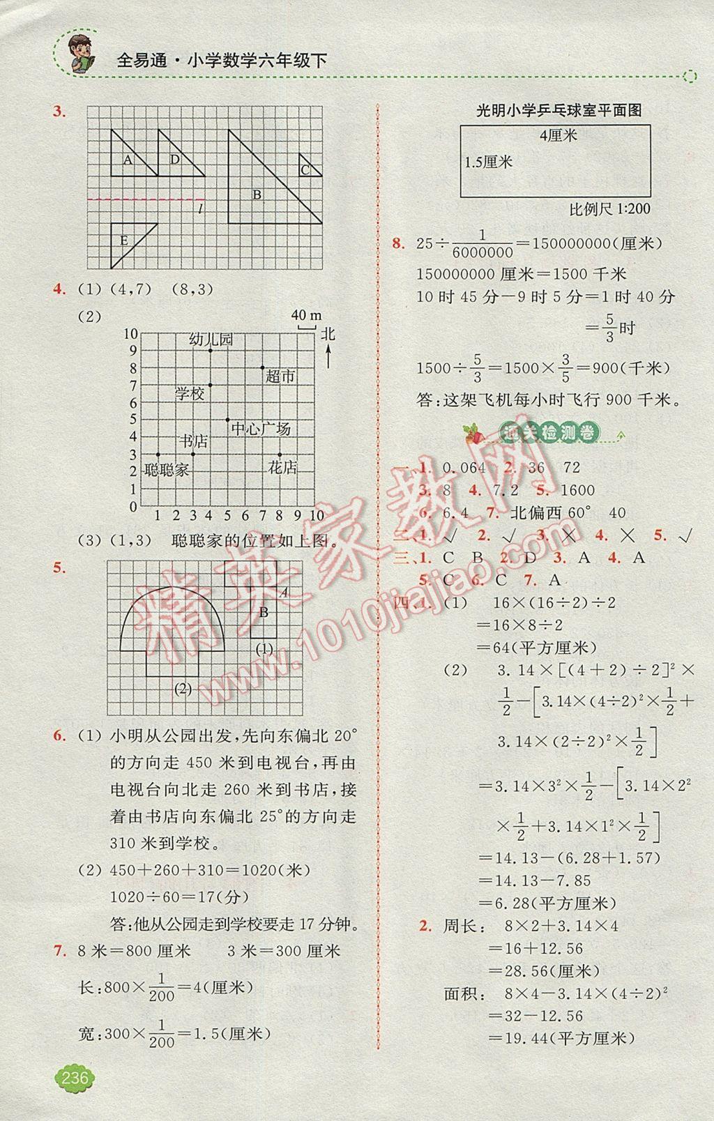 2017年全易通小學(xué)數(shù)學(xué)六年級下冊人教版 參考答案第17頁