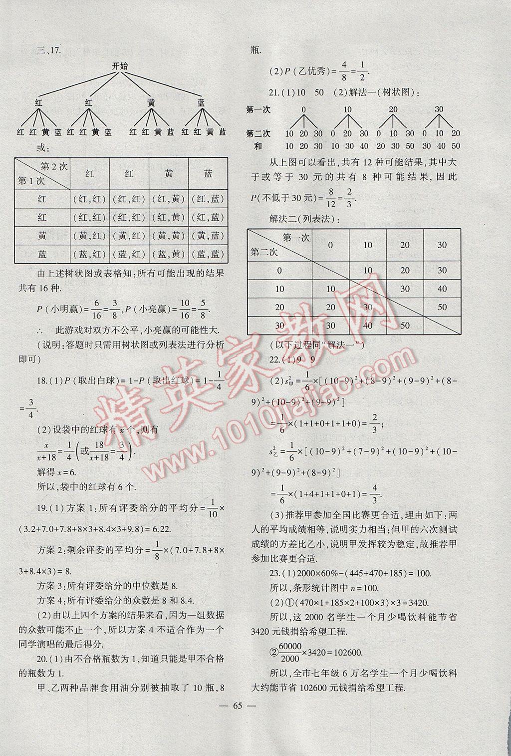 2017年中考復(fù)習(xí)精講與測試數(shù)學(xué)通用版 參考答案第65頁