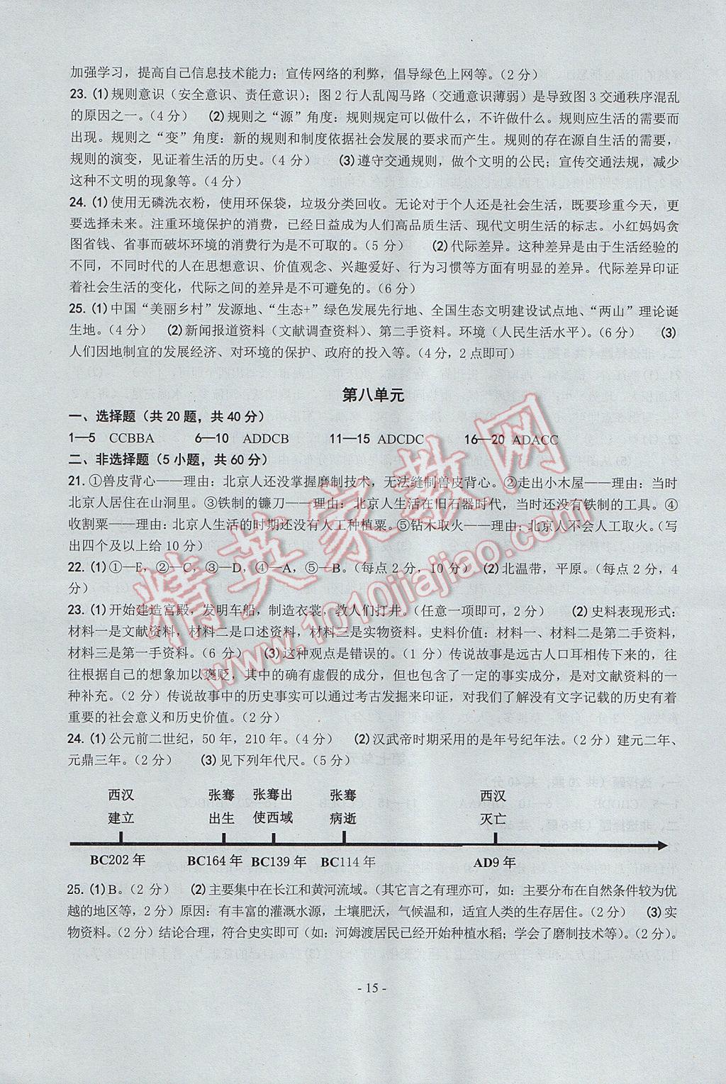 2017年练习精编七年级历史社会下册&nbsp;参考答案第15页